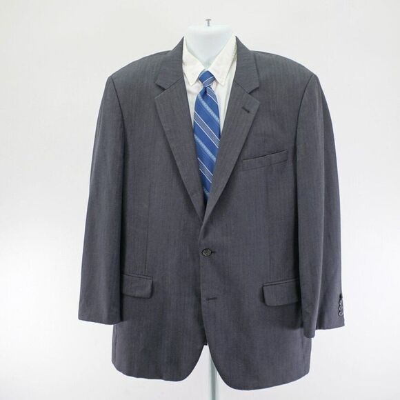 Jos A Bank Wool Blazer 44L Gray Herringbone 2 Button Tagged 46L - Picture 4 of 12